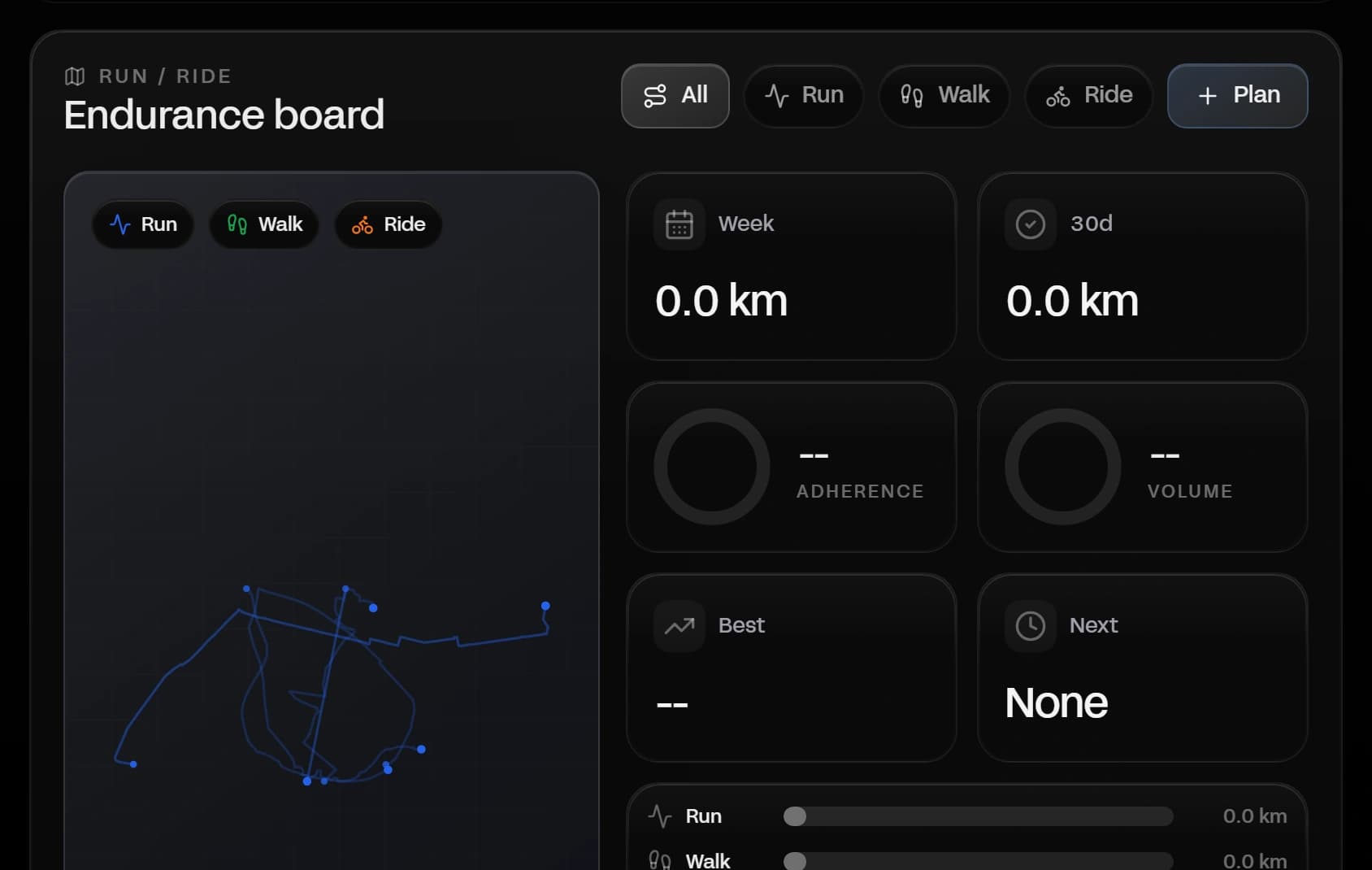 Run and ride planning in Notch